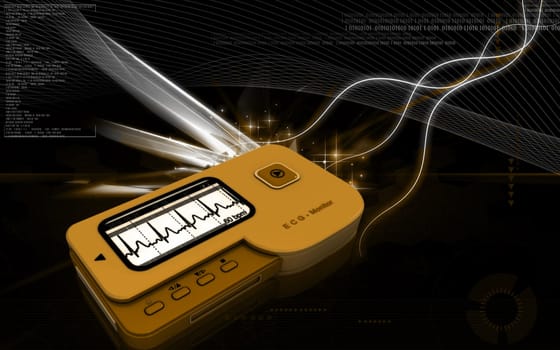 Digital illustration of ECG in colour background