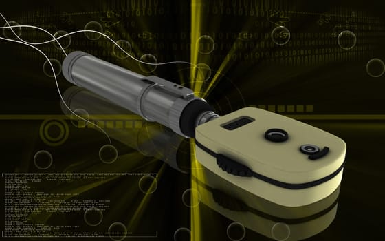 Digital illustration of ophthalmoscope in colour background
