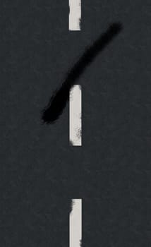 Single white line road background with skid mark