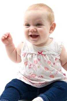 A baby isolated against a white background