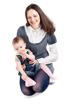 Shot of mother and daughter isolated on white