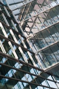Shot of modern buildings, steel and glass, windows