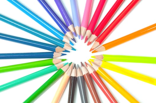 Shot of multicolored pencils isolated on white