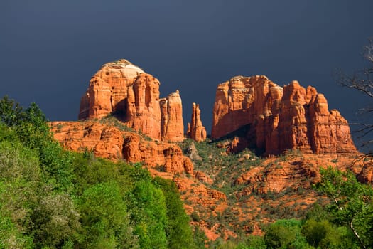 Red Rocks near Sedona, Arizona with stormy skies in the background