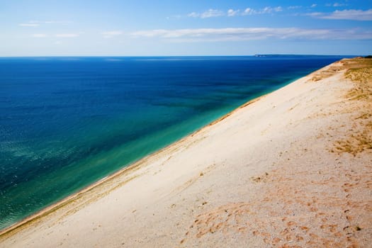 View of Lake Michigan from dunes. Sleeping Bear Dunes National Lakeshore.