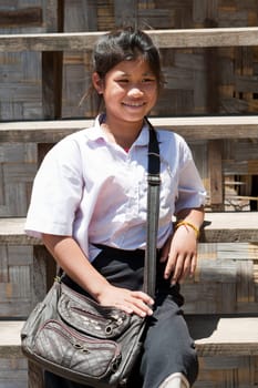 Portrait of female student Asia,teenager in school uniform