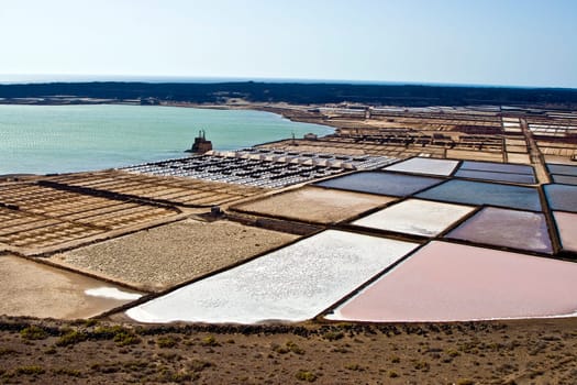Salt piles on a saline exploration in Janubio, Lanzarote