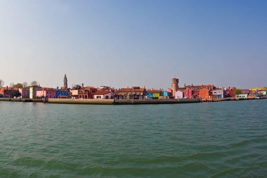borano from seaside, island of beautiful colored houses of the old fishermans city in the laguna of Venice