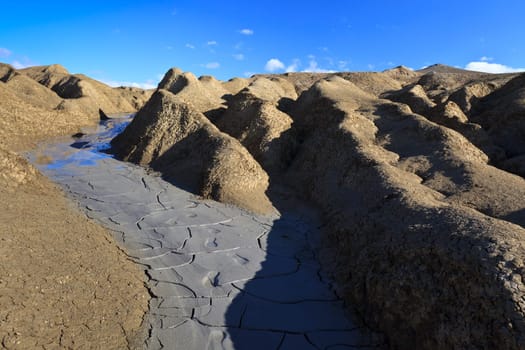 Strange landscape produced bu active mud volcanoes. Location: Buzau Romania