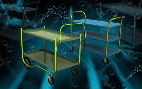 Digital illustration of a Service cart in colour background