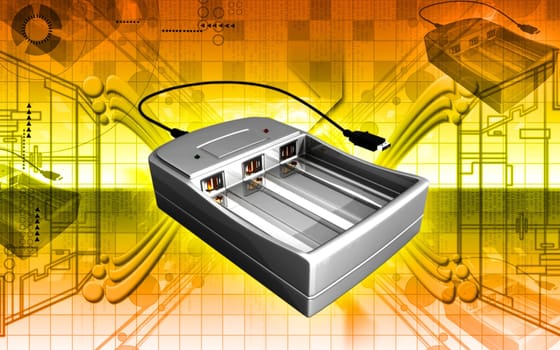 Digital illustration of AAA Charger in colour background