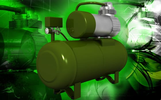 Digital illustration of air compressor in colour background