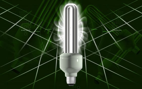 Digital illustration of a CFL light in colour background