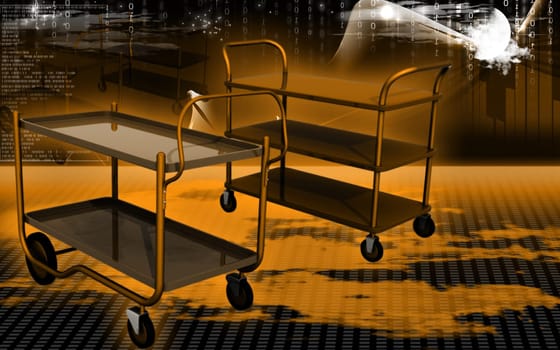 Digital illustration of a Service cart in colour background
