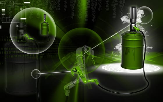 Digital illustration of air grease pump in colour background