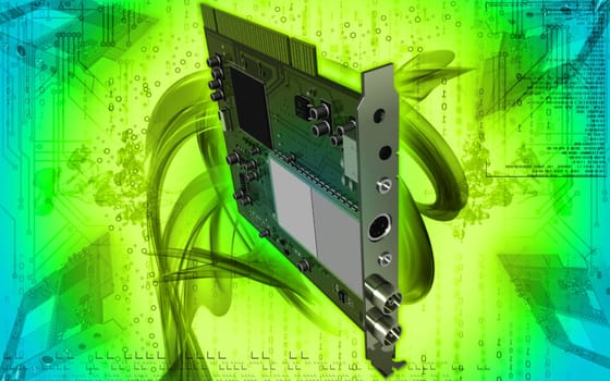 Digital illustration of video capture card in colour background