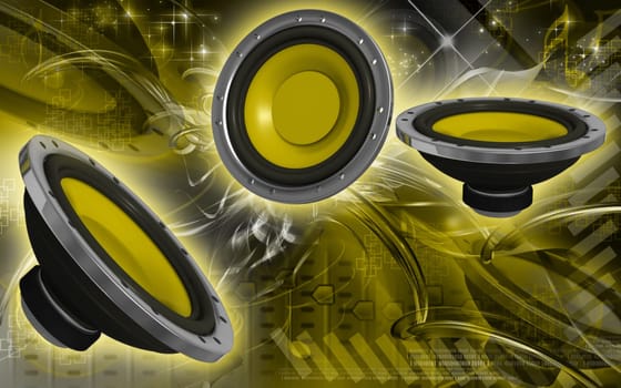 Digital illustration of car stereo in colour background