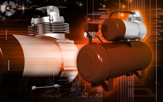 Digital illustration of air compressor in colour background