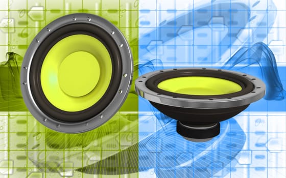 Digital illustration of car stereo in colour background