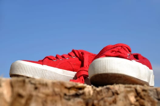 red sneakers