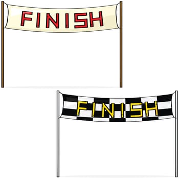 Cartoon illustration of two different styles of finish lines