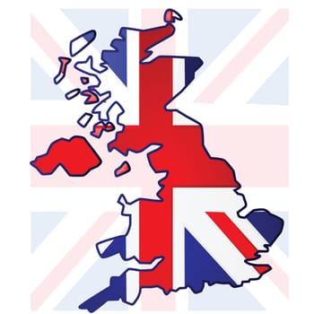 Illustration of the United Kingdom flag over a map of the UK