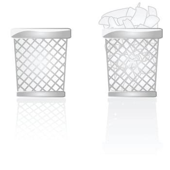 Glossy illustration of an empty and a full garbage can