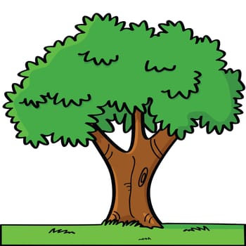 Cartoon illustration of a tree in summer