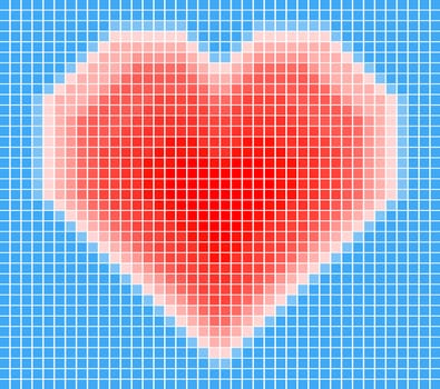 vector illustration of the heart on the blue background