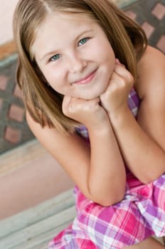 Outdoors portrait of small cute child -natural expression