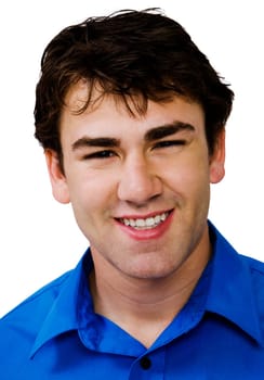Portrait of man smiling isolated over white