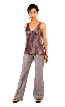 Mixed race young woman posing isolated over white