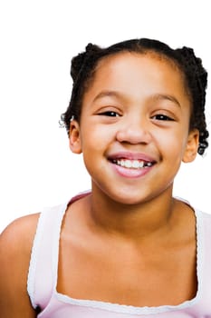 Happy girl posing isolated over white