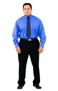 Businessman standing isolated over white