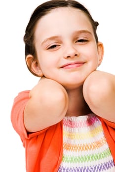 Cute girl smiling isolated over white