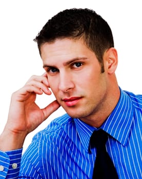 Portrait of a young man posing isolated over white