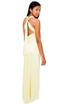 Teenage girl smiling isolated over white