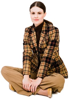 Confident woman posing and smirking isolated over white