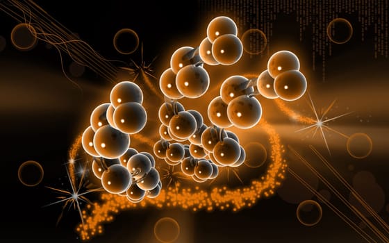 Digital illustration DNA structure in colour background