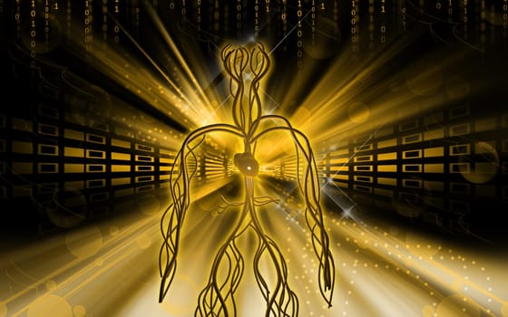 Digital illustration of vascular system in colour background