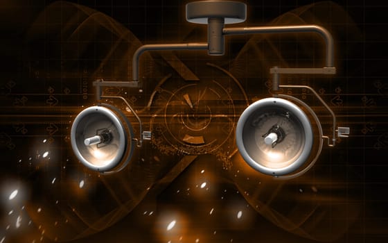 Digital illustration of shadow less lamp in colour background