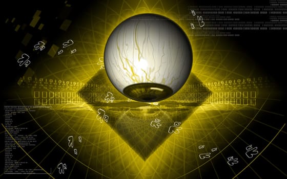 Digital illustration of eye in colour background