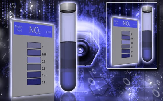 Digital illustration of nitrite test in colour background