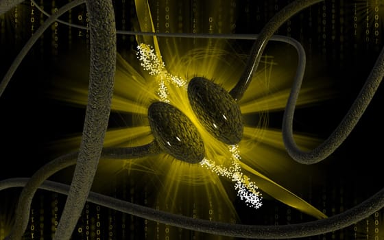 Digital illustration of synapse in colour background