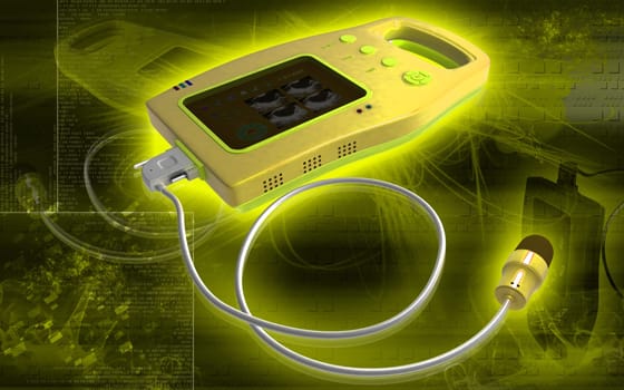 Digital illustration of palm bladder scanner in colour background