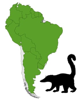 Coati distribution map