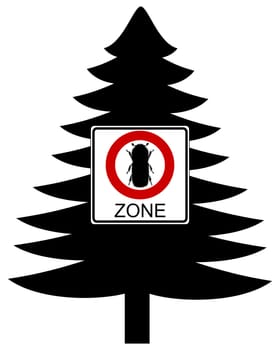 Spruce bark beetle traffic sign