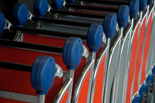 several stacked trolleys, detail photo, photo taken at sydney airport