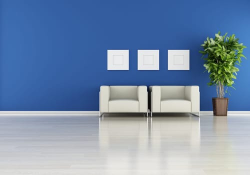 modern interior (3D render) -  Elegance in Blue