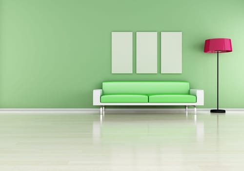 modern interior (3D render) -  Elegance in Green
